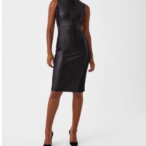 Spanx leather like mixed media sheath in black size small NWT